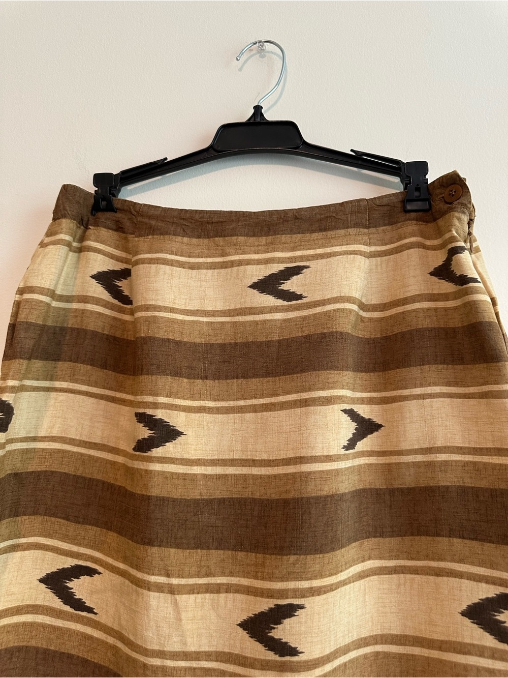 Cowgirl Vintage Brown and Cream 100% Silk Western A-Line Skirt - Picture 2 of 7